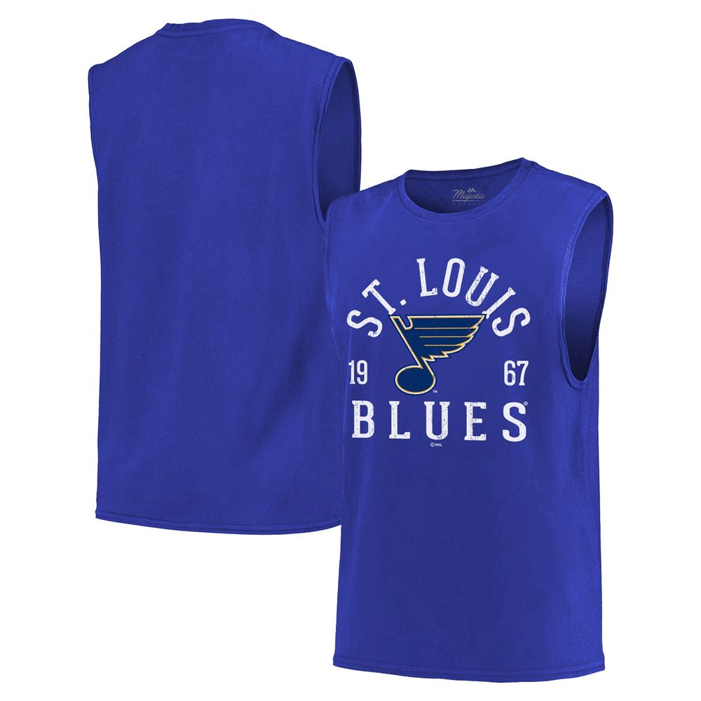 Men's Majestic Threads Blue St. Louis Blues Softhand Muscle Tank Top