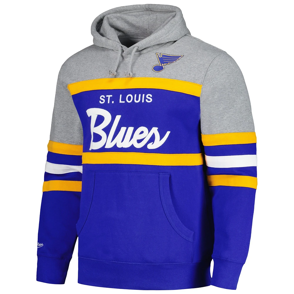 Men's Mitchell & Ness Blue/Gray St. Louis Blues Head Coach Pullover Hoodie