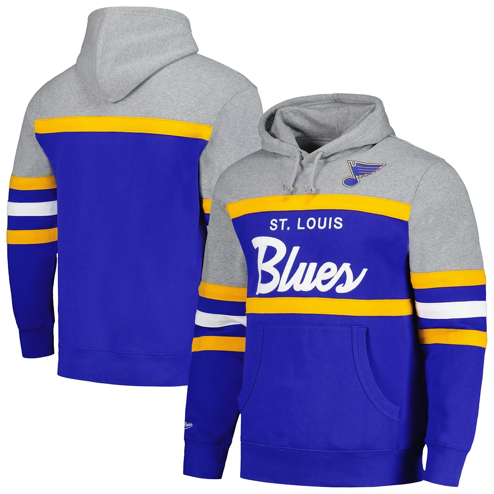 Sweat à capuche Mitchell & Ness bleu/gris St. Louis Blues Head Coach pour hommes