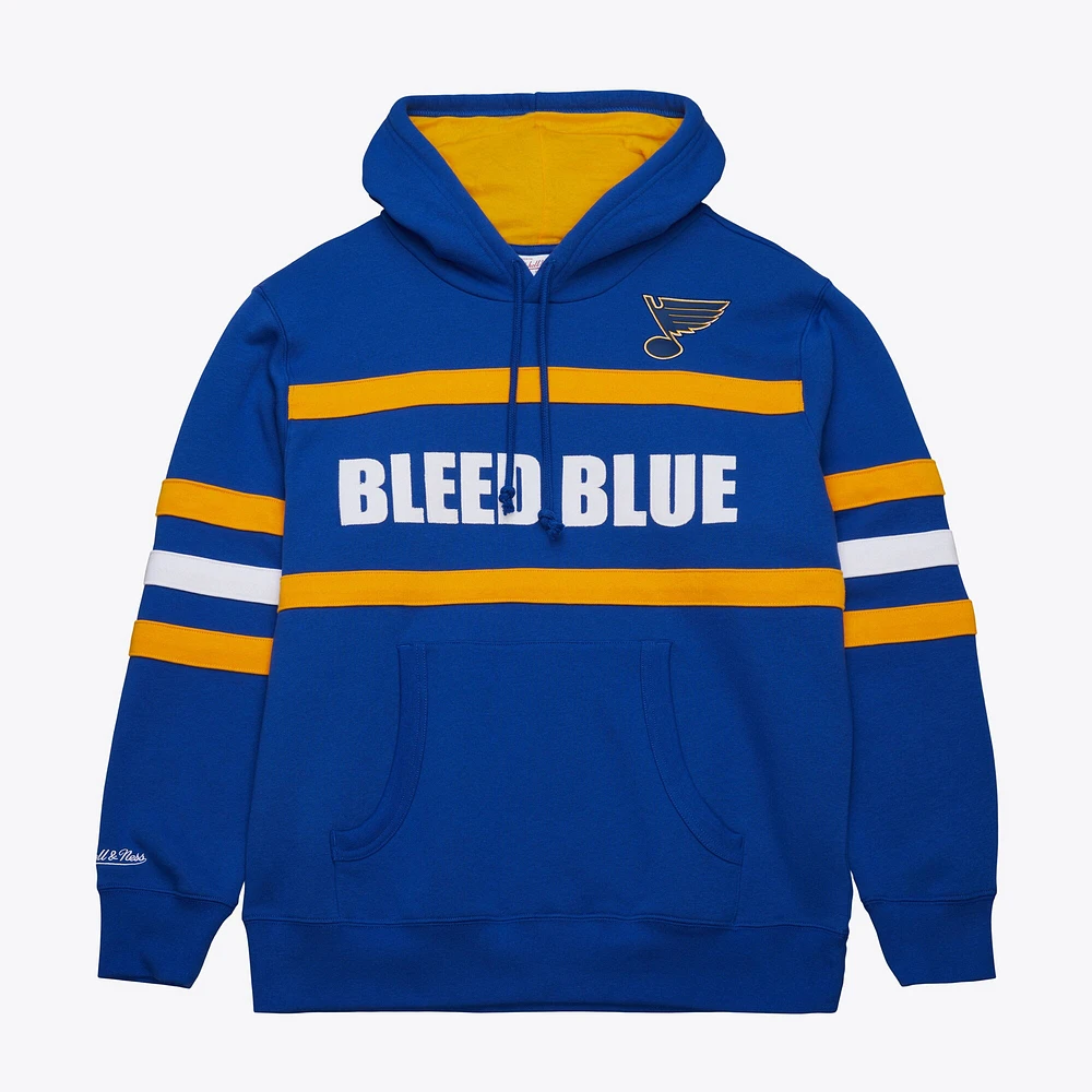 Sweat à capuche bleu Mitchell & Ness pour homme avec slogan de l'entraîneur-chef des St. Louis Blues