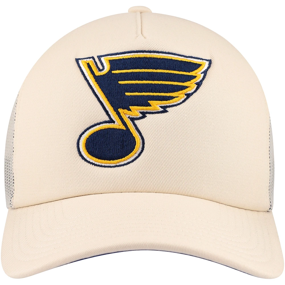 Men's Mitchell & Ness Cream St. Louis Blues Foam Front Trucker Adjustable Hat