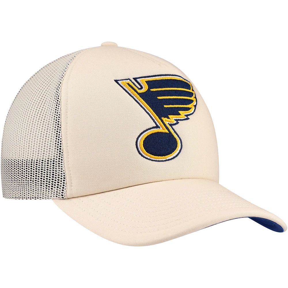 Men's Mitchell & Ness Cream St. Louis Blues Foam Front Trucker Adjustable Hat