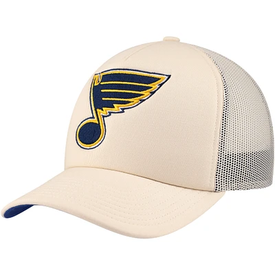 Men's Mitchell & Ness Cream St. Louis Blues Foam Front Trucker Adjustable Hat