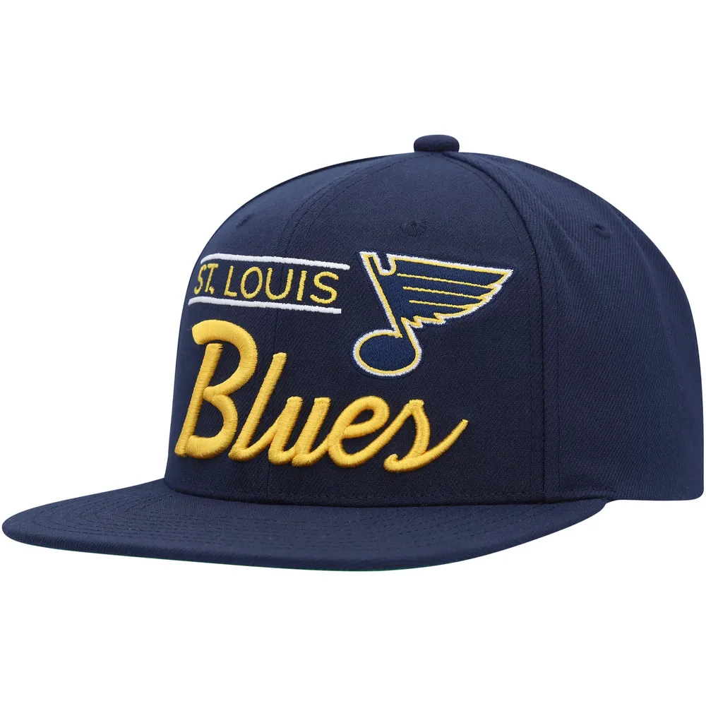 Mitchell & Ness White/Navy St. Louis Blues Vintage Sharktooth Snapback Hat