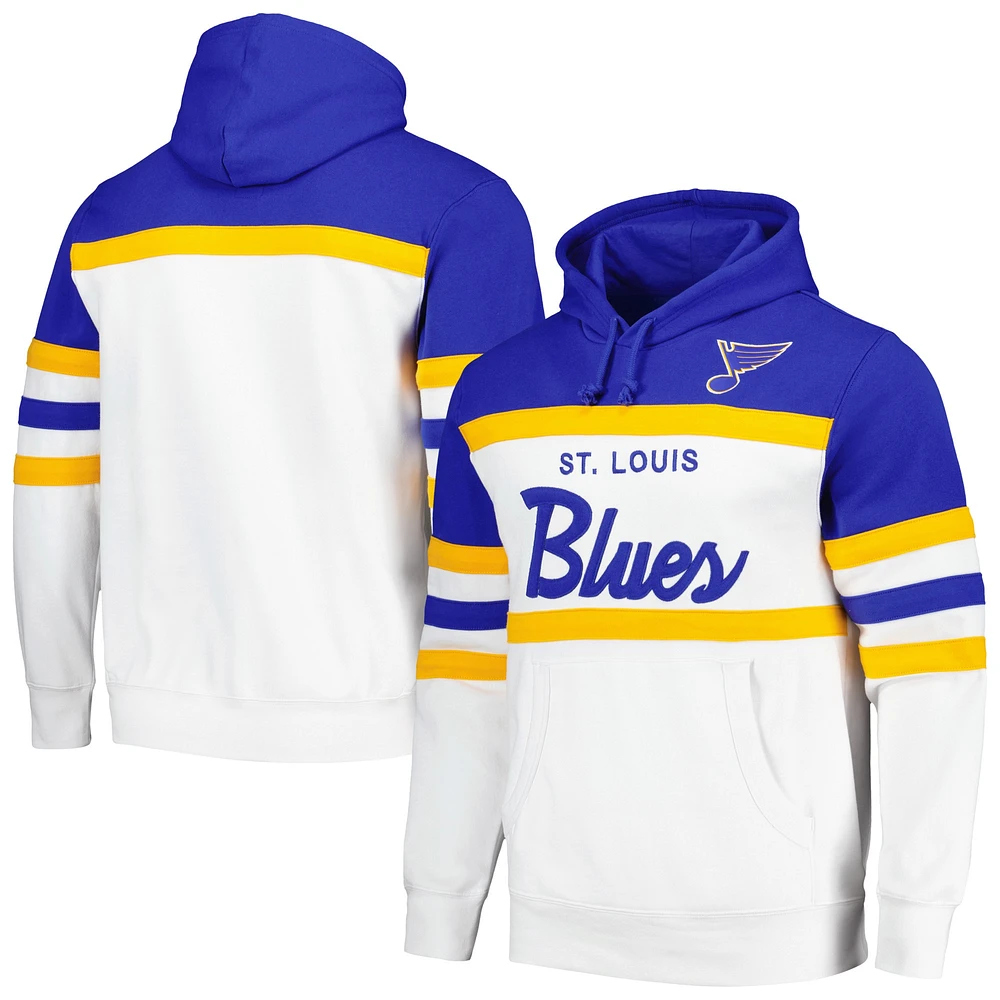 Men's Mitchell & Ness White/Blue St. Louis Blues Head Coach Pullover Hoodie