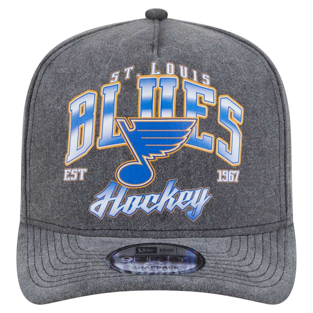 Men's New Era  Charcoal St. Louis Blues Throwback Washed A-Frame Pre-Curved 9FIFTY Snapback Hat