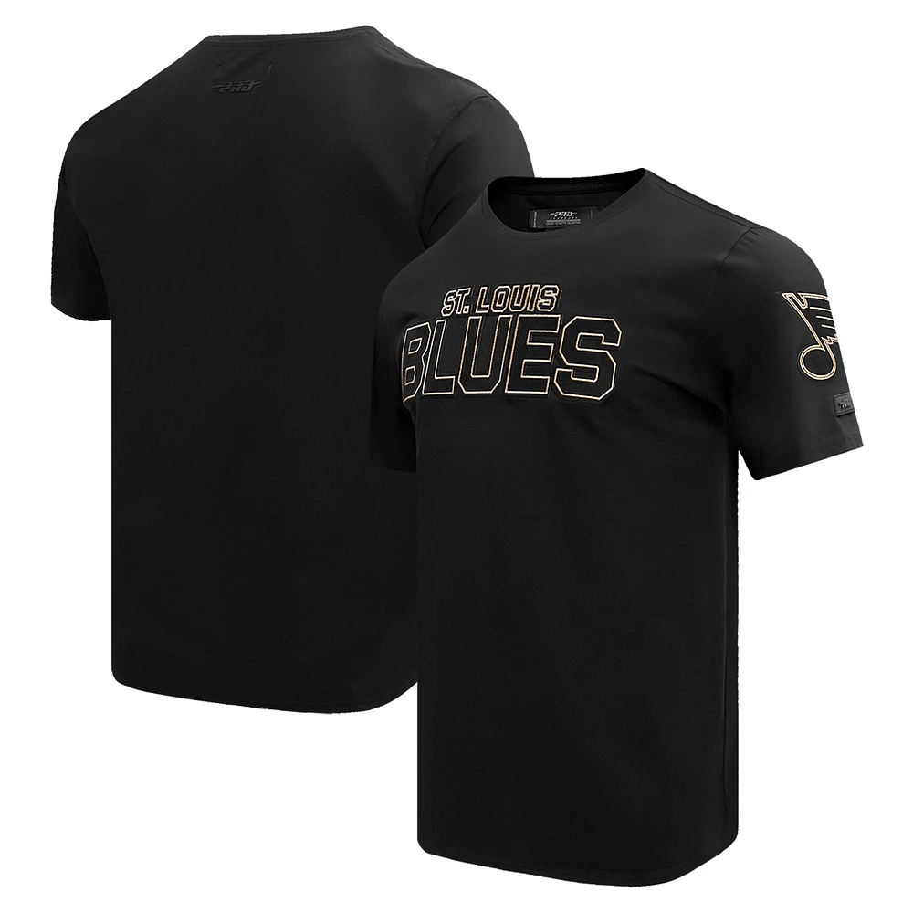 T-shirt noir Pro Standard pour hommes avec le mot-symbole des Blues de St. Louis