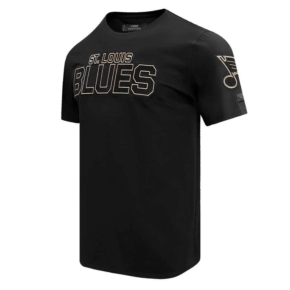 T-shirt noir Pro Standard pour hommes avec le mot-symbole des Blues de St. Louis