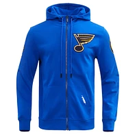 Veste à capuche entièrement zippée Pro Standard Blues St. Louis Classic Chenille pour hommes