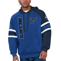 Men's Starter Blue/Navy St. Louis Blues Gauntlet Raglan Pullover Hoodie