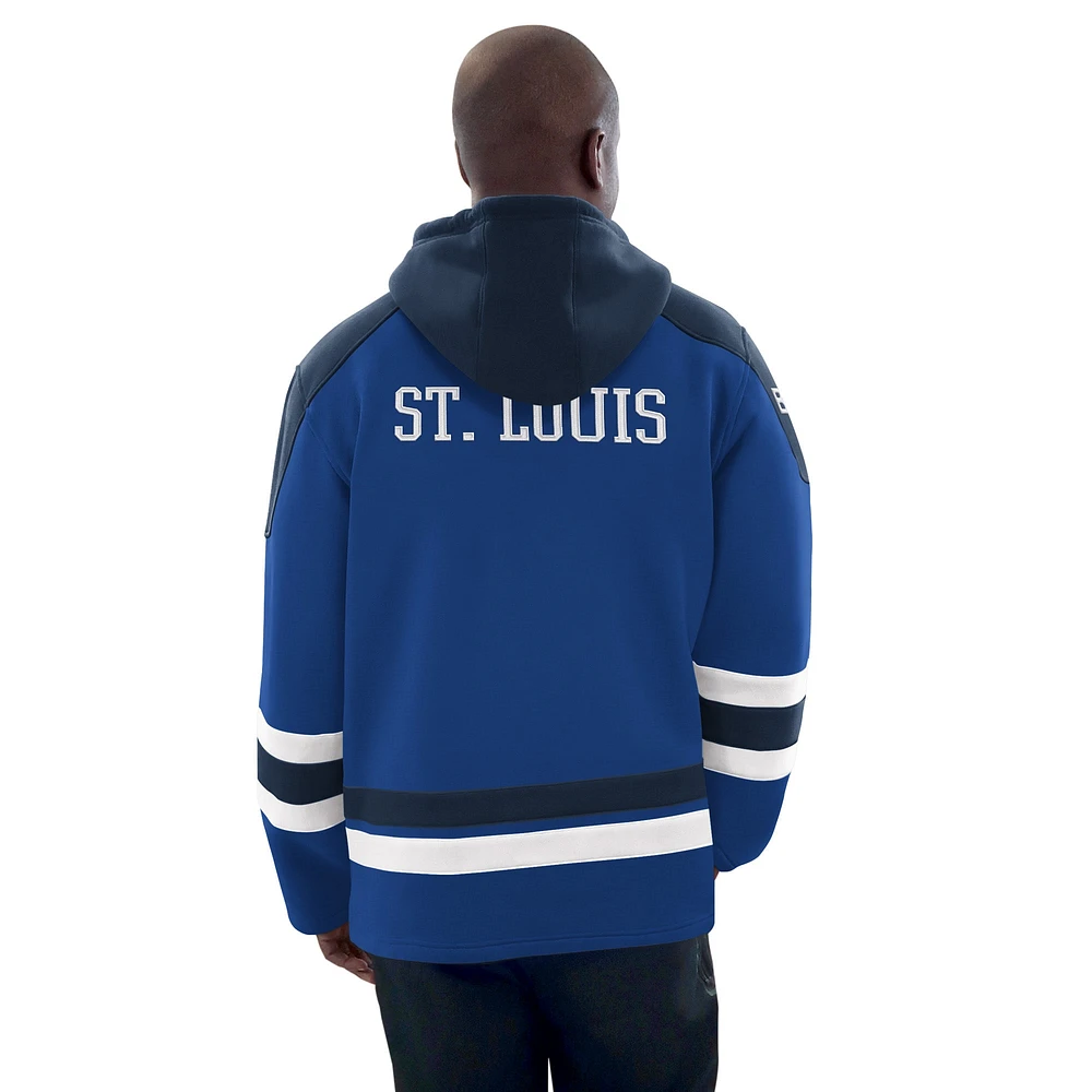 Men's Starter Blue/Navy St. Louis Blues Hockey Pullover Hoodie