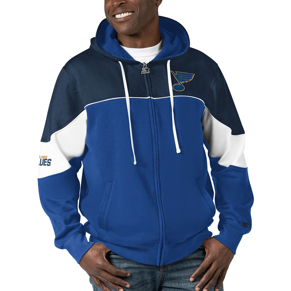 Men's Starter  Blue/Navy St. Louis Blues Power Forward Full-Zip Hoodie