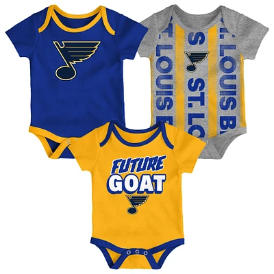 Newborn  St. Louis Blues Loyal Buddies Three-Pack Bodysuit Set