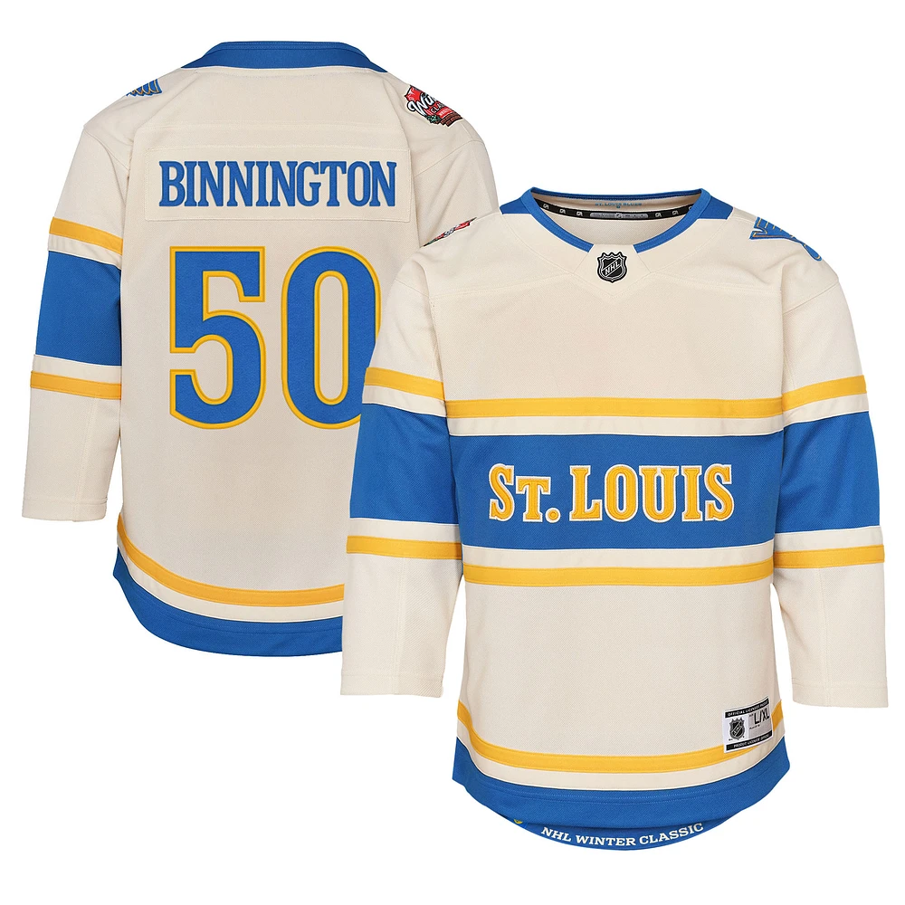 Preschool Jordan Binnington Cream St. Louis Blues 2025 NHL Winter Classic Premier Player Jersey