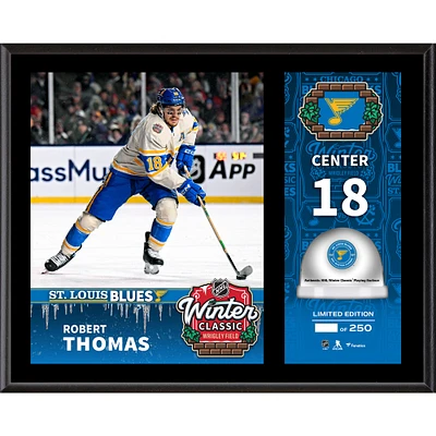 Robert Thomas St. Louis Blues 2025 NHL Winter Classic 12" x 15" Sublimated Plaque with Game-Used Ice - Limited Edition of 250
