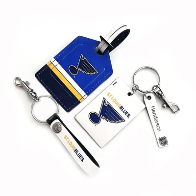 St. Louis Blues - Coffret cadeau trois pièces en cuir avec étiquette personnalisée