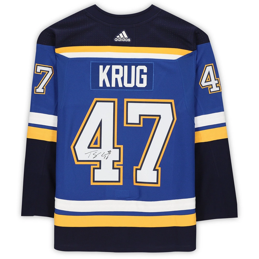 Torey Krug St. Louis Blues Autographed Blue Adidas Authentic Jersey