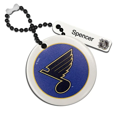 White St. Louis Blues Logo Personalized Leather Round Bag Tag