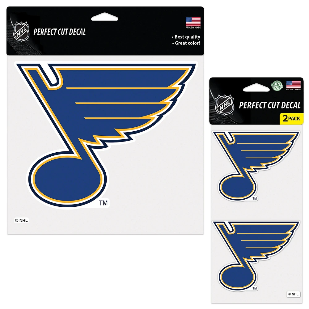 Lot de trois autocollants WinCraft St. Louis Blues Perfect Cut