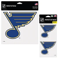 Lot de trois autocollants WinCraft St. Louis Blues Perfect Cut