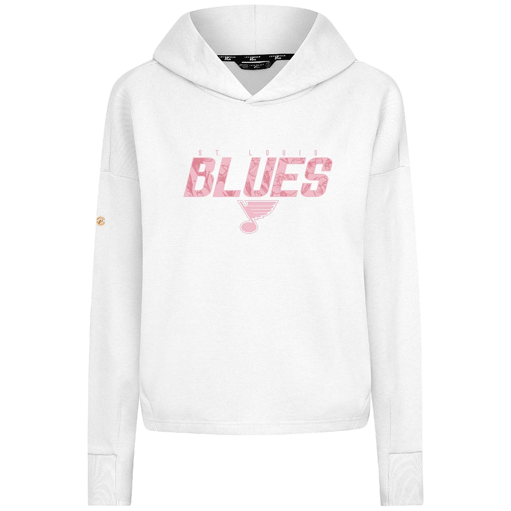 Women's Levelwear  White St. Louis Blues Mother's Day Sweet Floral Tri-Blend Cropped Pullover Hoodie