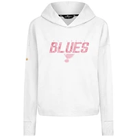 Women's Levelwear  White St. Louis Blues Mother's Day Sweet Floral Tri-Blend Cropped Pullover Hoodie