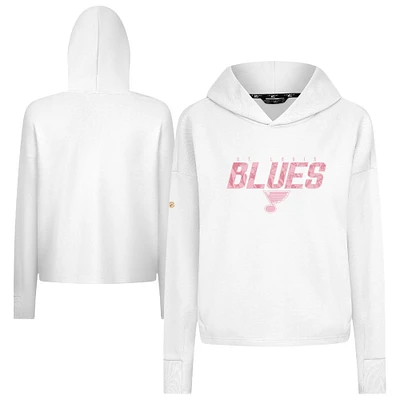 Women's Levelwear  White St. Louis Blues Mother's Day Sweet Floral Tri-Blend Cropped Pullover Hoodie