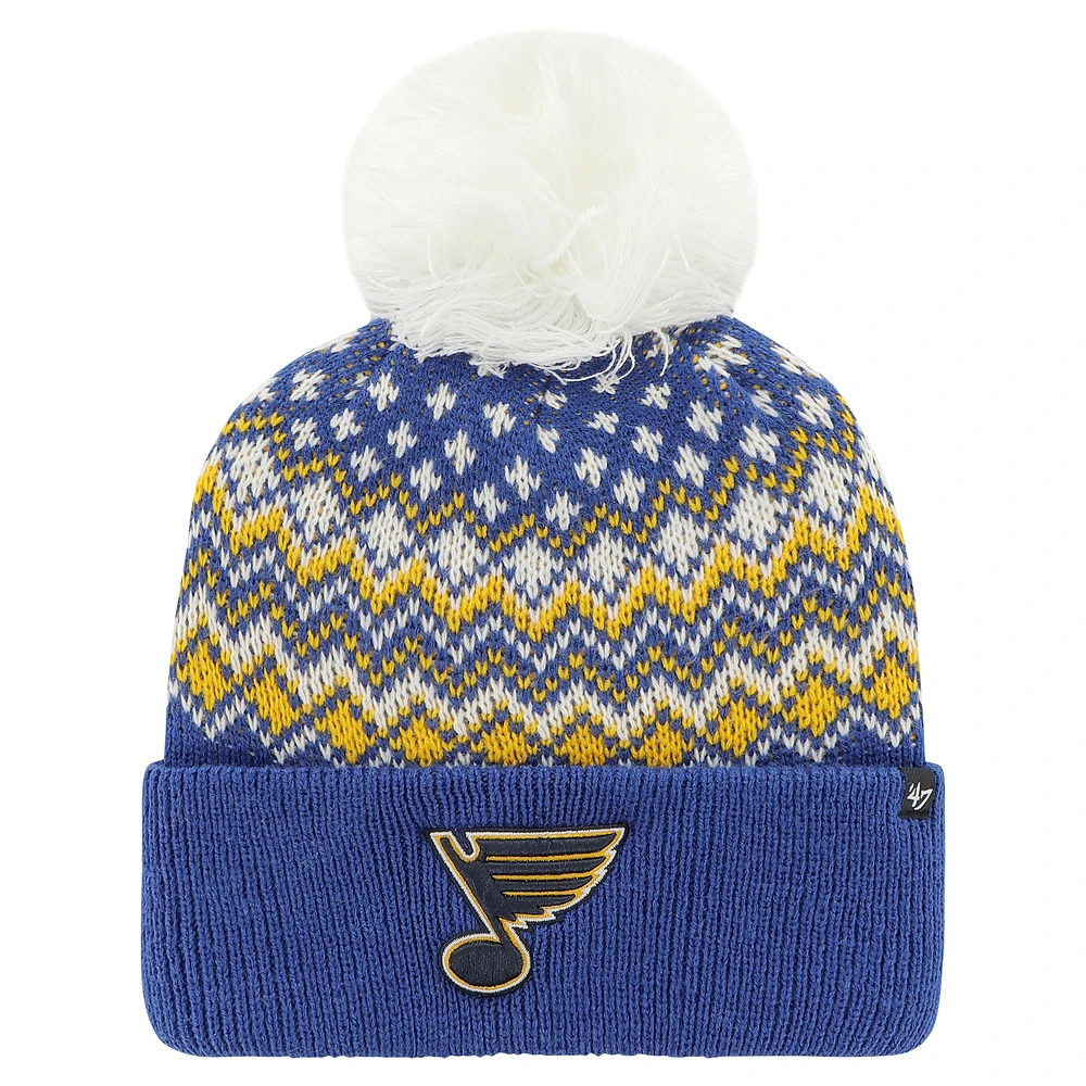 Bonnet en tricot à revers Elsa '47 bleu St. Louis Blues pour femmes avec pompon