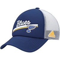 Casquette snapback adidas St. Louis Blues Foam Trucker pour femme bleu marine/blanc