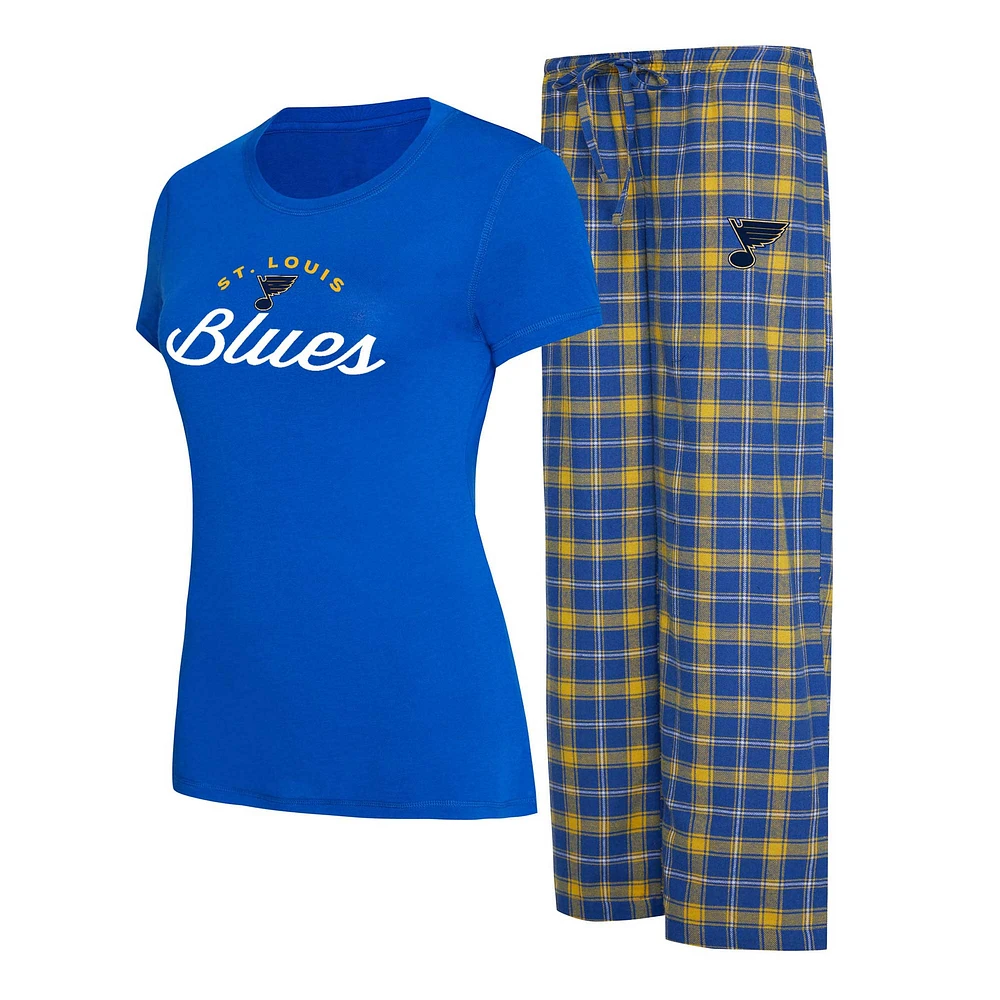 Ensemble de nuit Concepts Sport bleu/or pour femmes, t-shirt et pantalon pyjama St. Louis Blues Arctic