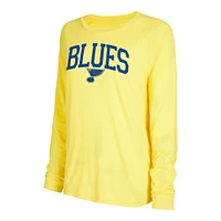 Ensemble de nuit Concepts Sport bleu/or St. Louis Blues en tricot à manches longues et short raglan pour femmes