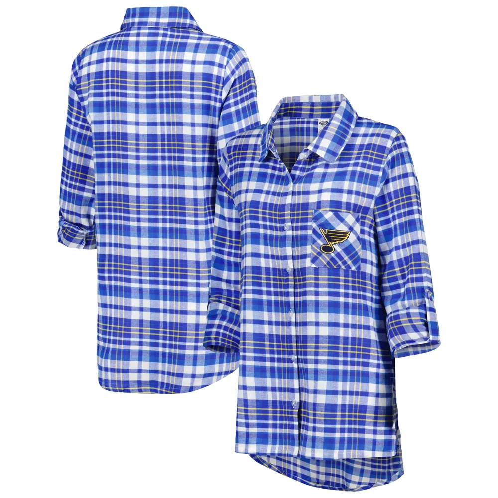 Lids St. Louis Blues Concepts Sport Women's Mainstay Flannel Full-Button  Long Sleeve Nightshirt - Blue