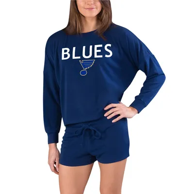 St. Louis Blues Concepts Sport Women's Gather Long Sleeve Top & Shorts Set - Navy