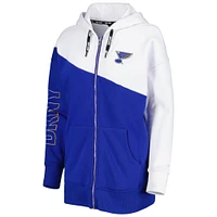 Sweat à capuche zippé DKNY Sport St. Louis Blues Gina pour femme, bleu/blanc