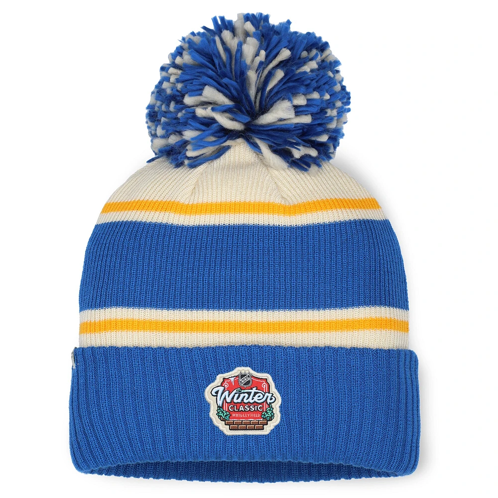 Bonnet en tricot à revers avec pompon pour femme Fanatics Blue/Cream St. Louis Blues 2025 NHL Winter Classic