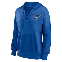 Women's Fanatics Blue St. Louis Blues Breakout Lace-Up Pullover Hoodie