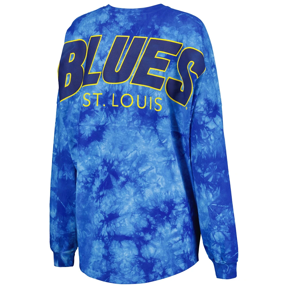 T-shirt bleu à manches longues Fanatics St. Louis Blues Crystal-Dye pour femmes