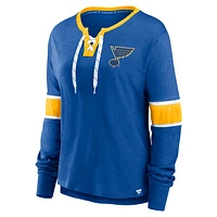 Women's Fanatics Blue St. Louis Blues Effervescent Exclusive Lace-Up Long Sleeve T-Shirt