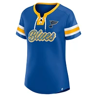 Women's Fanatics Blue St. Louis Blues Iconic Athena Lace-Up T-Shirt