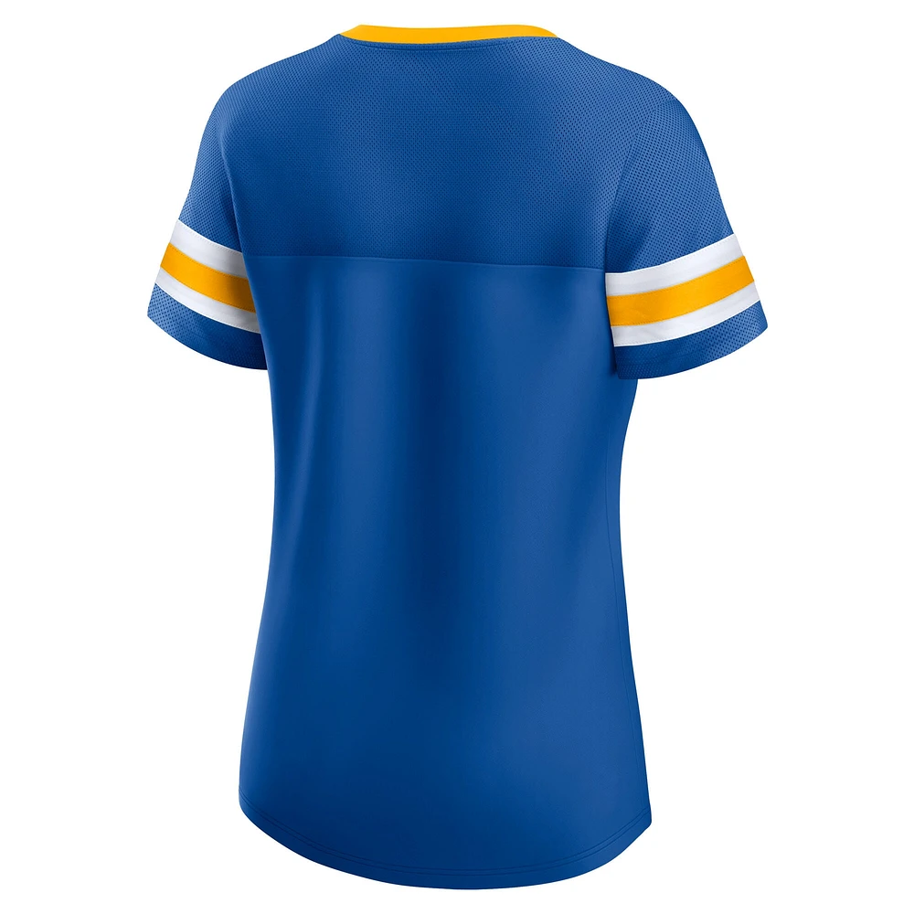 Women's Fanatics Blue St. Louis Blues Iconic Athena Lace-Up T-Shirt
