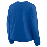 Women's Fanatics Blue St. Louis Blues Oversized All Out Effort Long Sleeve Henley T-Shirt