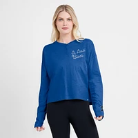 Women's Fanatics Blue St. Louis Blues Oversized All Out Effort Long Sleeve Henley T-Shirt