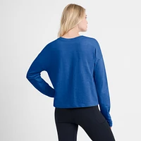 Women's Fanatics Blue St. Louis Blues Oversized All Out Effort Long Sleeve Henley T-Shirt
