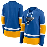 Women's Fanatics Blue St. Louis Blues Prime Time Lace-Up Long Sleeve T-Shirt