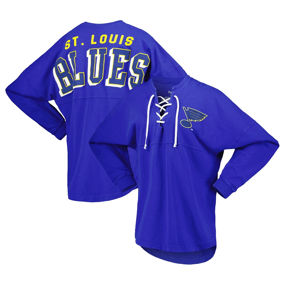 T-shirt en jersey à manches longues et col V St. Louis Blues Spirit de marque Fanatics bleu pour femme