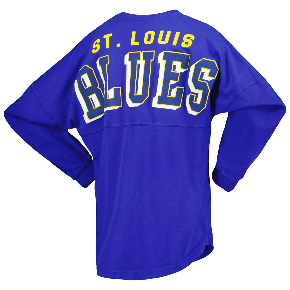 T-shirt en jersey à manches longues et col V St. Louis Blues Spirit de marque Fanatics bleu pour femme