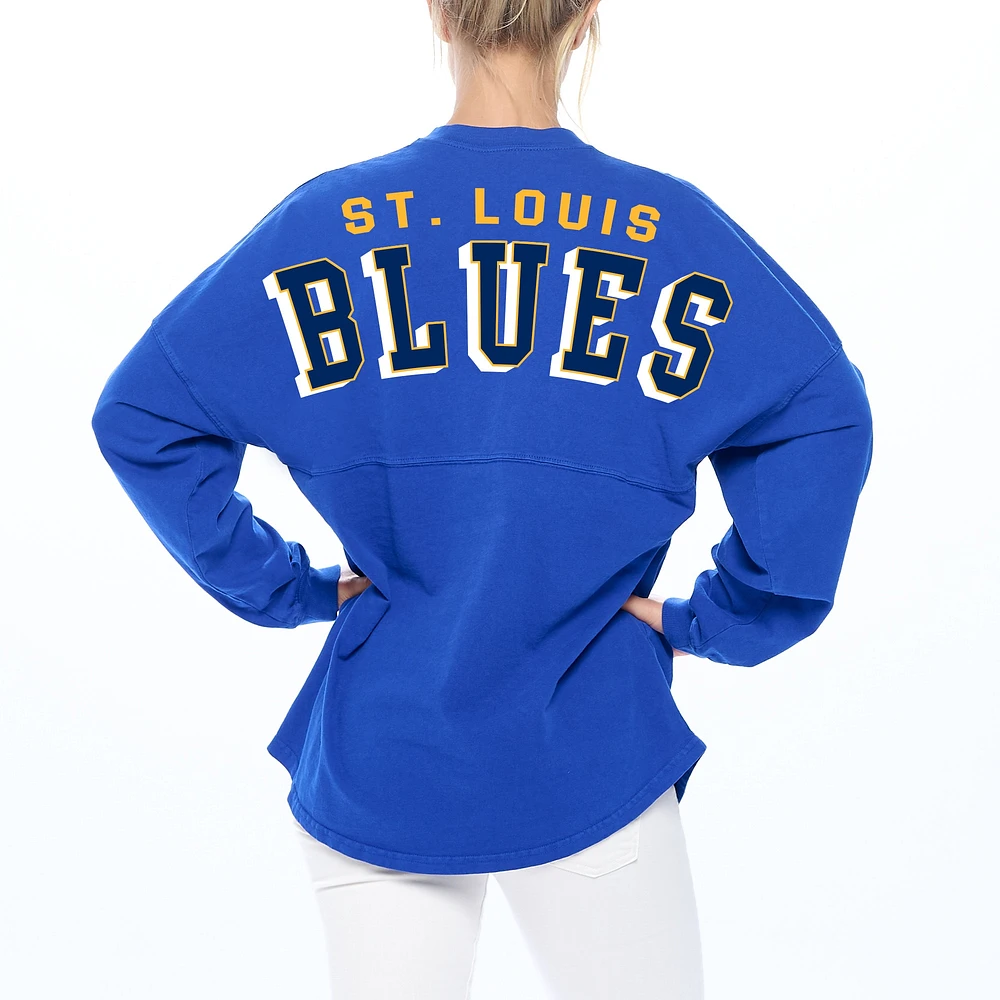 T-shirt en jersey à manches longues et col V St. Louis Blues Spirit de marque Fanatics bleu pour femme