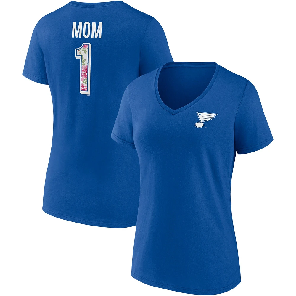 T-shirt à col en V Fanatics Blue St. Louis Blues Team Mother's Day pour femmes