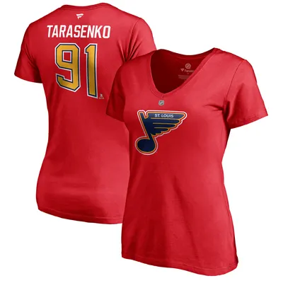 Vladimir Tarasenko St. Louis Blues Fanatics Branded Women's 2020/21 Special Edition Authentic Stack Name & Number V-Neck T-Shirt - Red