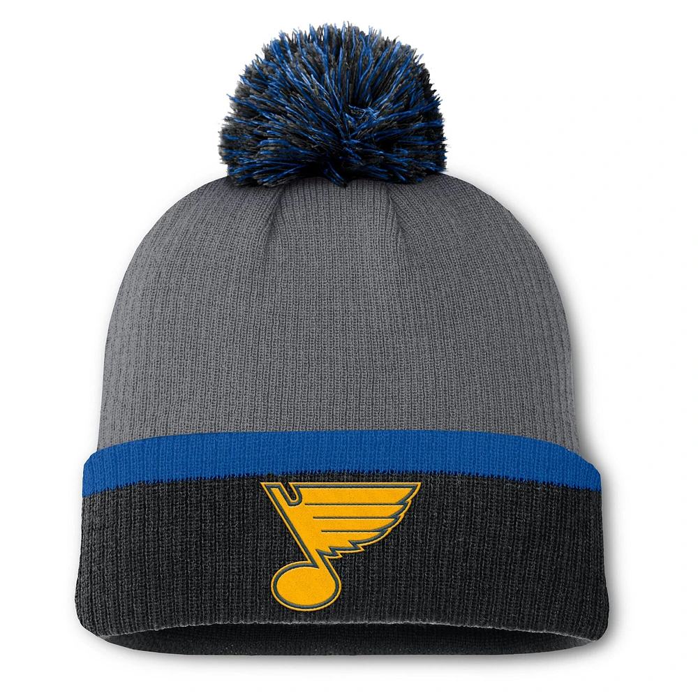 Women's Fanatics  Charcoal St. Louis Blues Cuffed Knit Hat with Pom